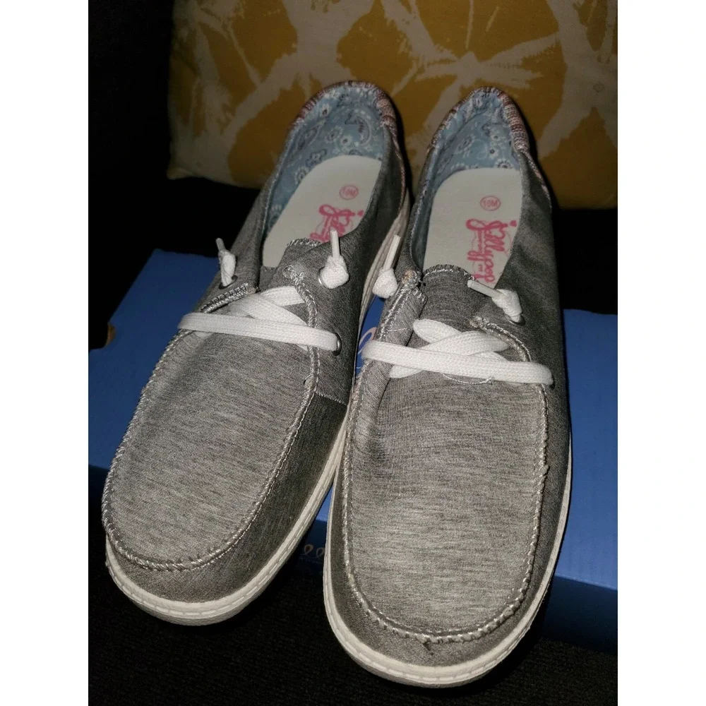 Jellypop Los Angeles Casual Canvas‎ Boat Shoes Gray Comfort Slip-On Loafers